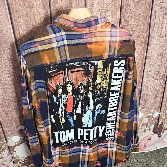 OOAK Tom Petty and the Heartbreakers Flannel Shirt UNOSEX SM-LG - Picture 3 of 7